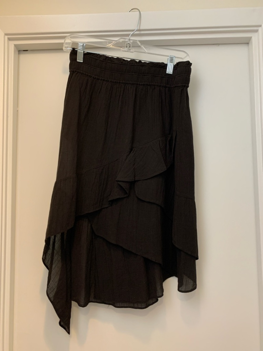 IRO Black Asymmetrical Ruffle Skirt
